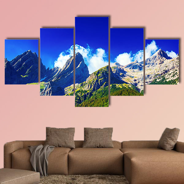 Pyrenees Mountains summer panorama. Multi panel canvas wall art