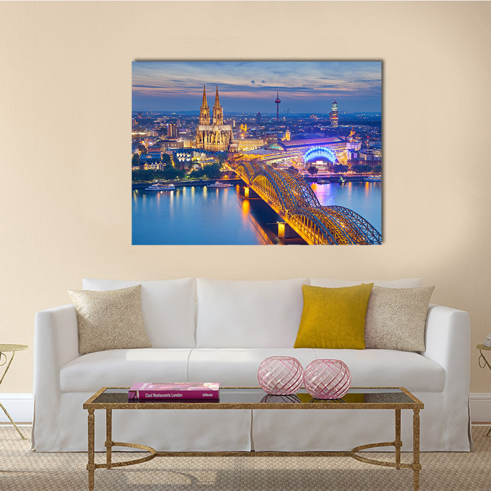 A Cologne, Print Of A Cologne With Cologne Cathedral Multi Panel Canvas Wall Art