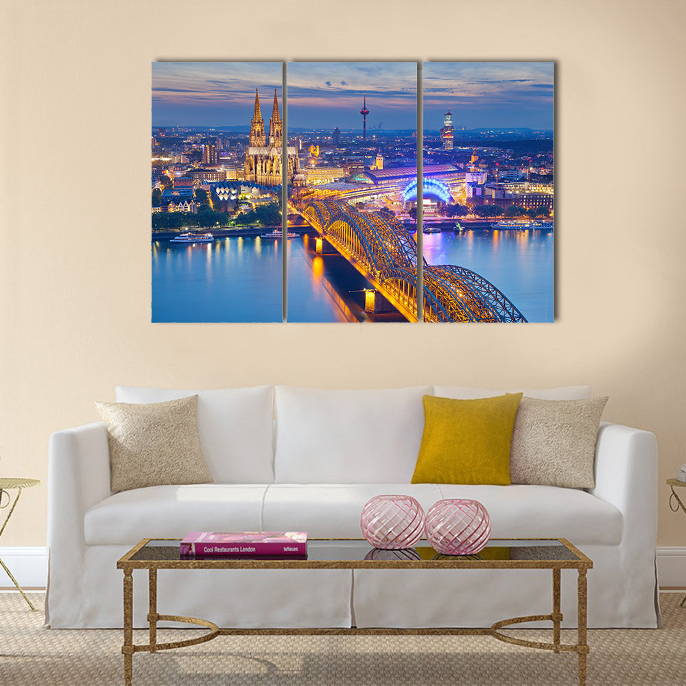A Cologne, Print Of A Cologne With Cologne Cathedral Multi Panel Canvas Wall Art