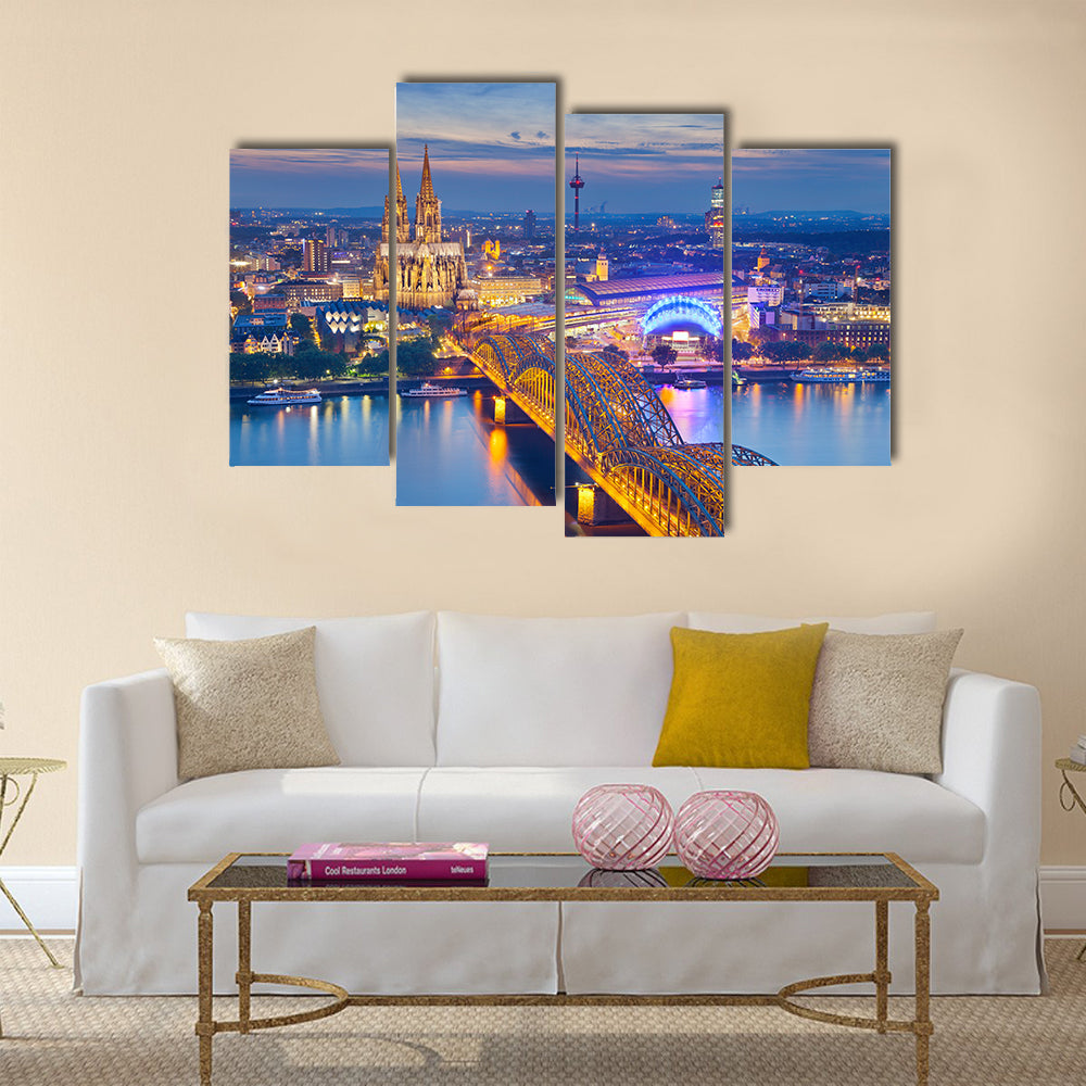 A Cologne, Print Of A Cologne With Cologne Cathedral Multi Panel Canvas Wall Art