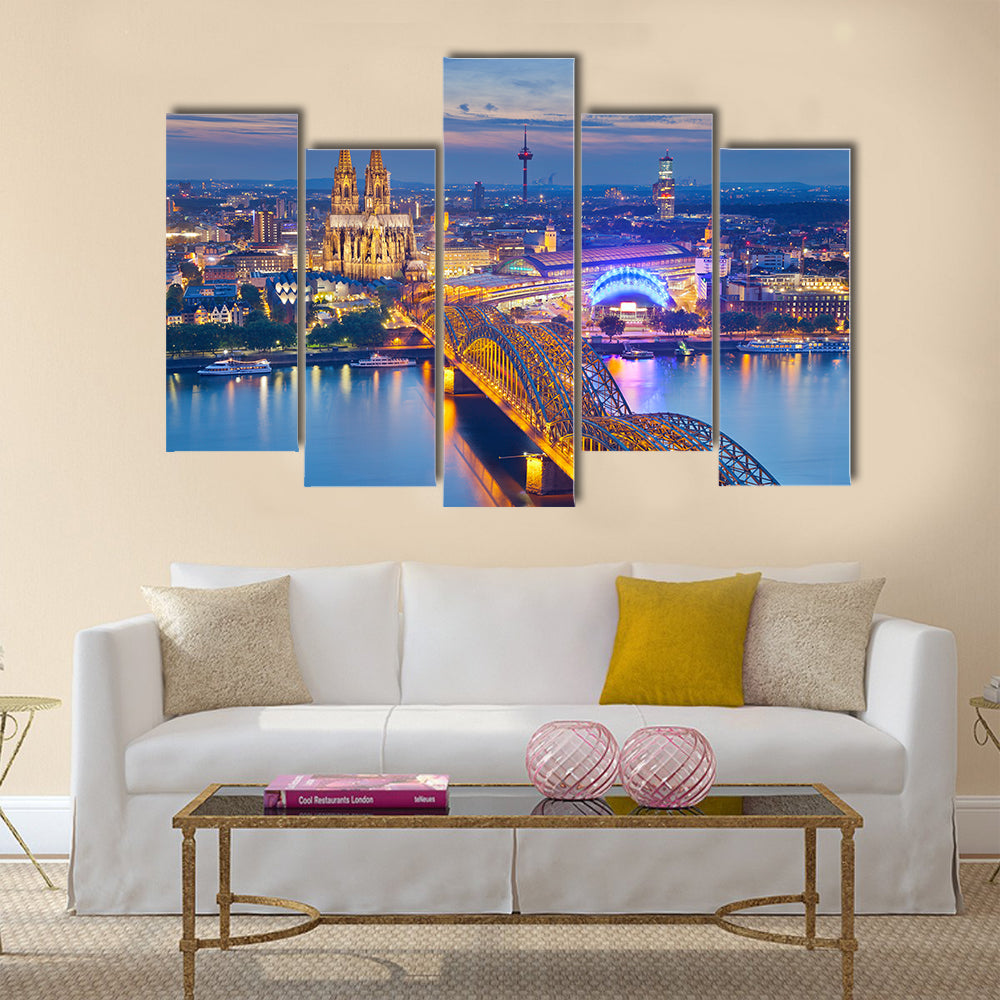 A Cologne, Print Of A Cologne With Cologne Cathedral Multi Panel Canvas Wall Art