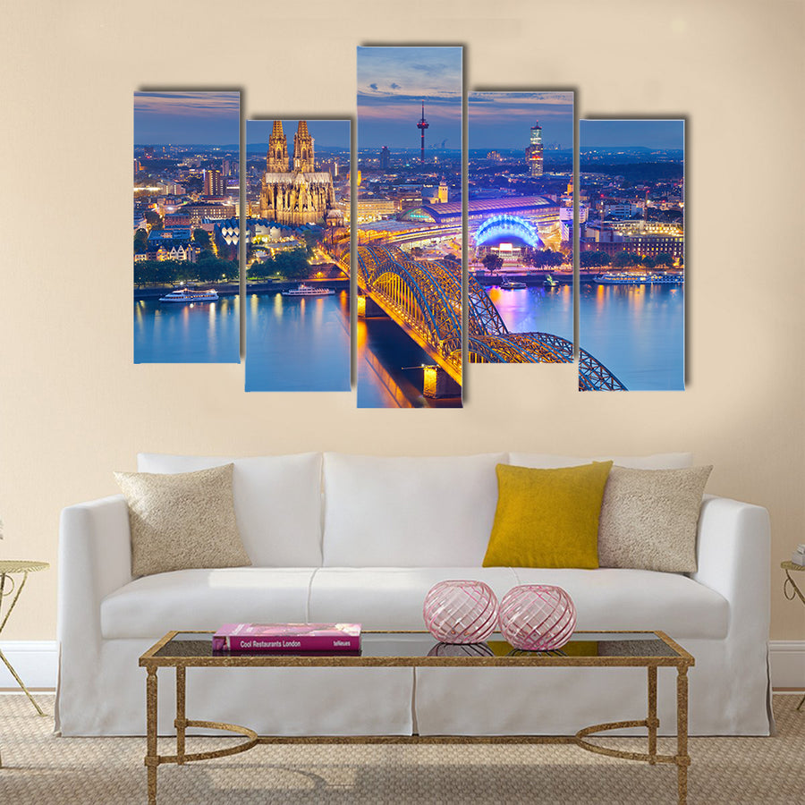 A Cologne, Print Of A Cologne With Cologne Cathedral Multi Panel Canvas Wall Art