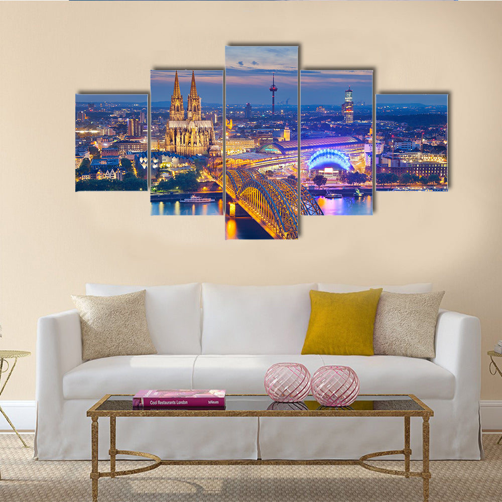 A Cologne, Print Of A Cologne With Cologne Cathedral Multi Panel Canvas Wall Art