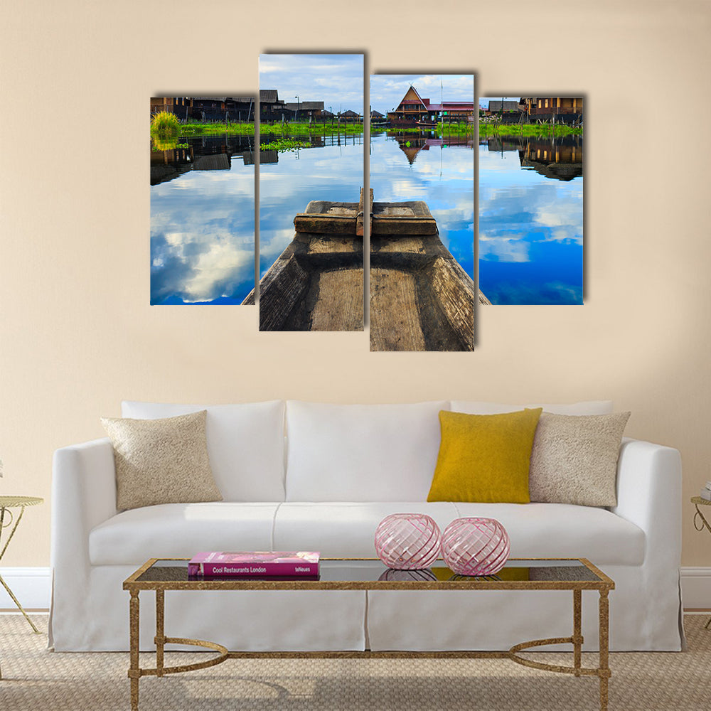 Traditional Myanmar boat in inle lake, Shan state, Myanmar Multi panel canvas wall art