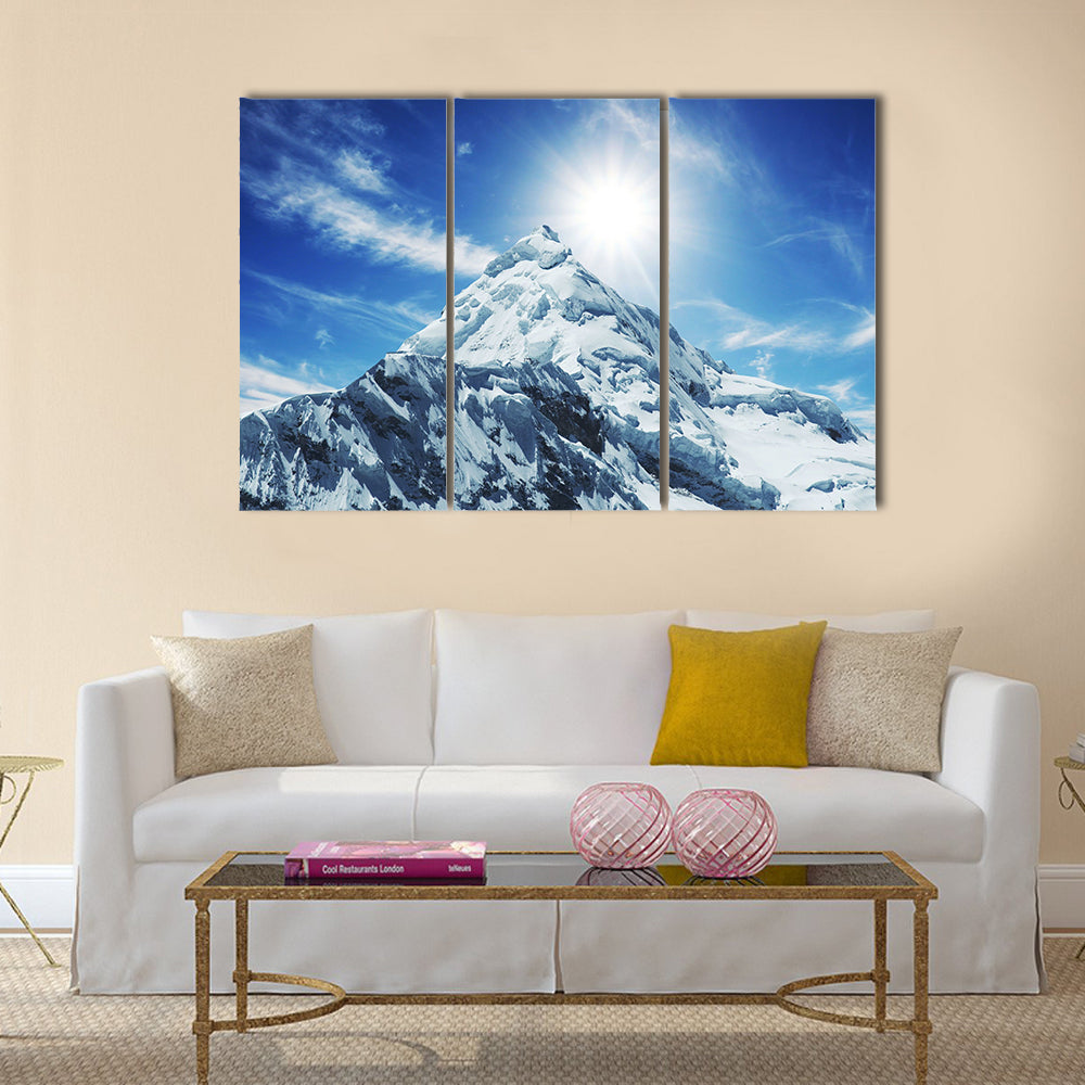 Snowcovered high mountain in Cordilleras Multi panel canvas wall art