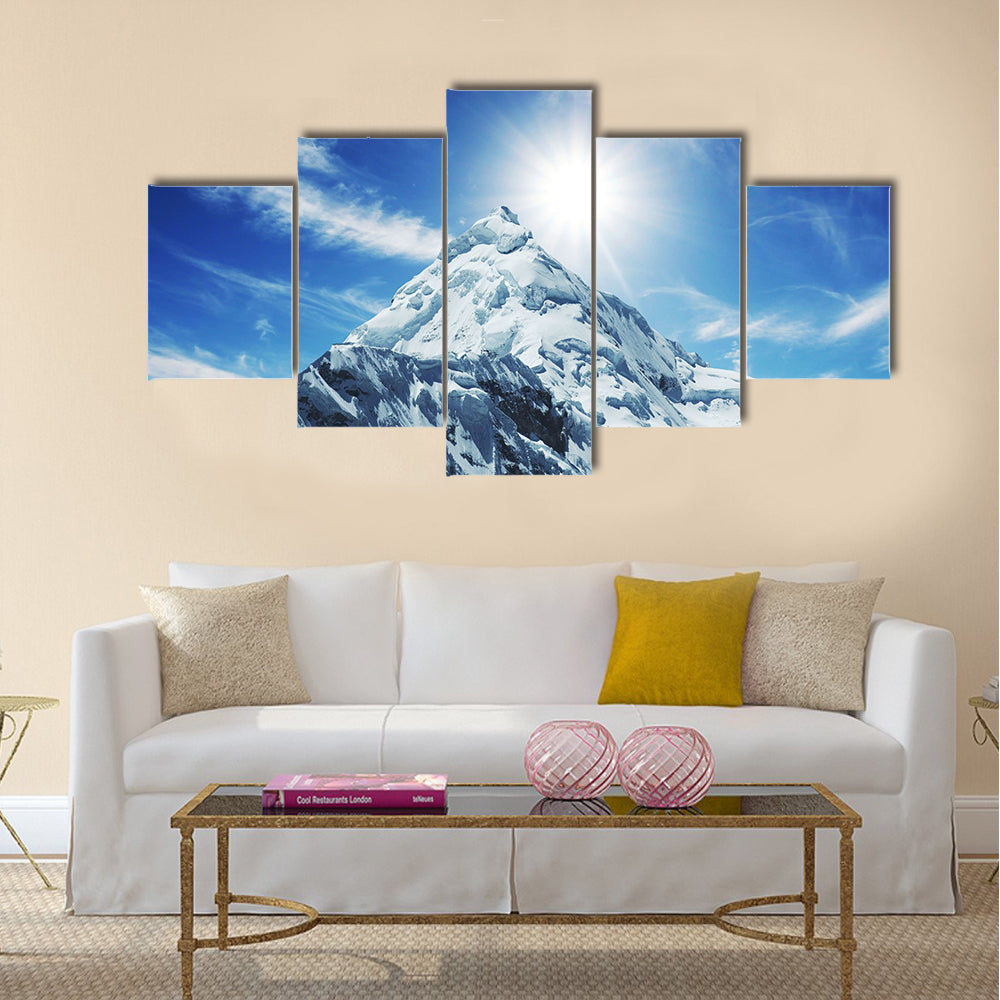 Snowcovered high mountain in Cordilleras Multi panel canvas wall art