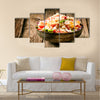 Heaped rustic bowl of savory quinoa with herbs, peppers and tomato Multi panel canvas wall art