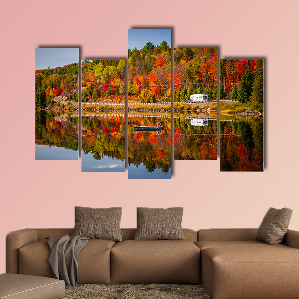Fall forest with colorful autumn leaves and highway 60 reflecting wall art