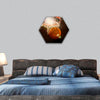 Basketball going through the basket hexagonal canvas wall art