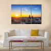 Sunset cityscape in winter of the skyline of Amsterdam, the Netherlands HDR Multi panel canvas wall art