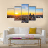 Sunset cityscape in winter of the skyline of Amsterdam, the Netherlands HDR Multi panel canvas wall art