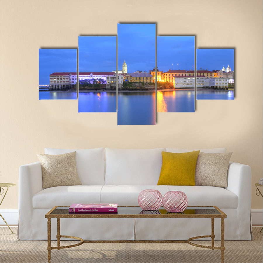 Panama City, Casco Viejo in the twilight Multi panel canvas wall art