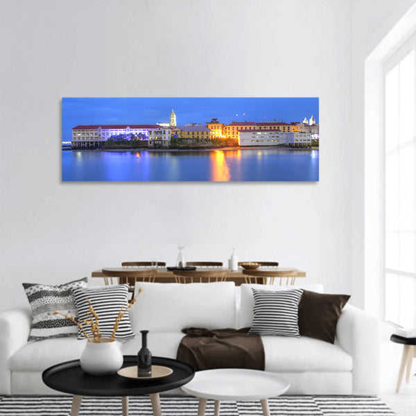 Panama City, Casco Viejo in the twilight Panoramic Canvas Wall Art