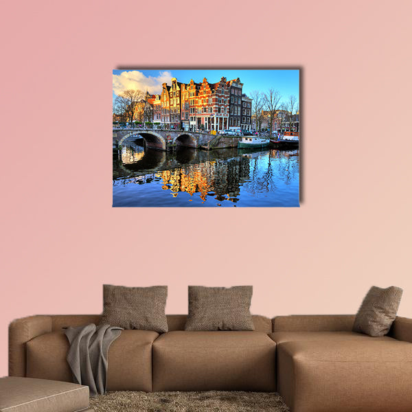 Beautiful canals the Brouwersgracht en canvas wall art