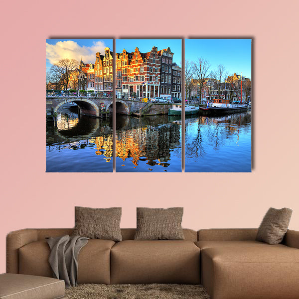 Beautiful canals the Brouwersgracht en canvas wall art
