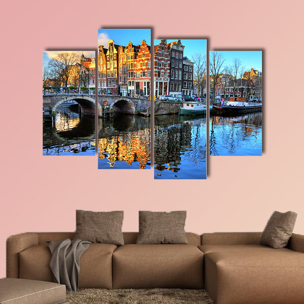 Beautiful canals the Brouwersgracht en canvas wall art