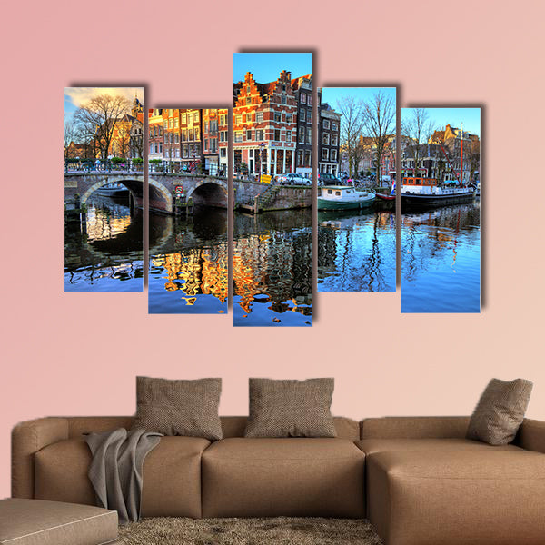 Beautiful canals the Brouwersgracht en canvas wall art