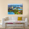 Scenic summer aerial panorama of the Old Town Gamla Stan architecture in Stockholm, Sweden canvas wall art