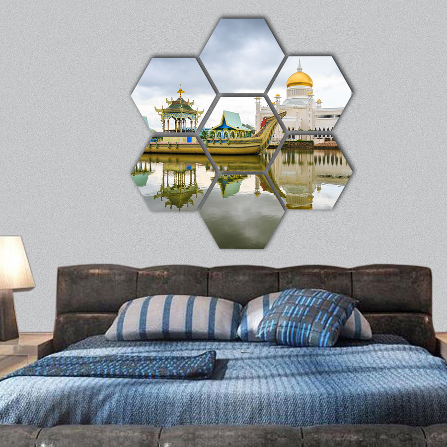 Sultan Omar Ali Saifudding Mosque, Southeast Asia hexagonal canvas wall art
