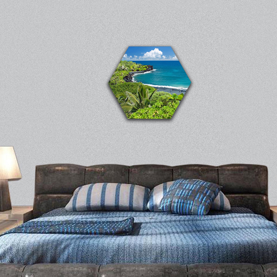 Hawaii paradise on Maui island hexagonal canvas wall art