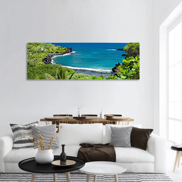 Hawaii paradise on Maui island panoramic canvas wall art