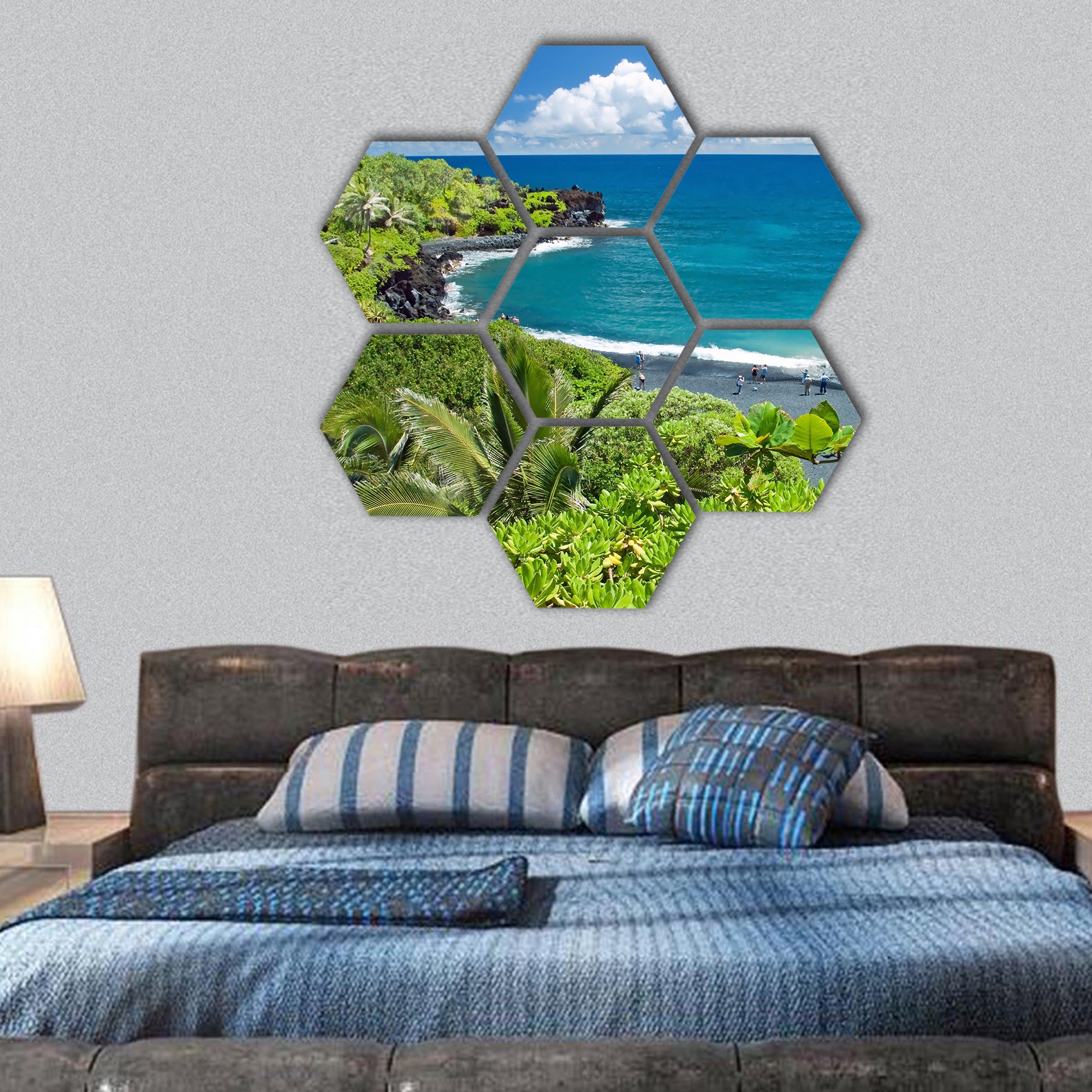 Hawaii paradise on Maui island hexagonal canvas wall art