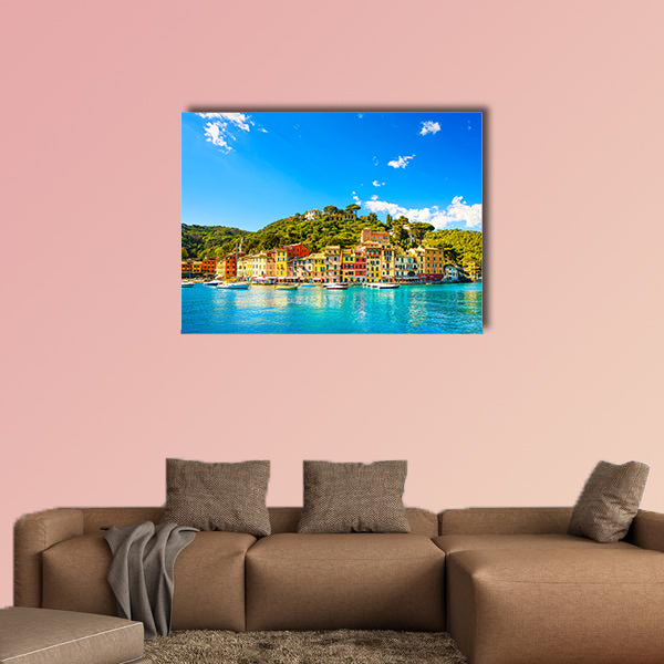 Portofino luxury landmark panorama Village and yacht in little wall art