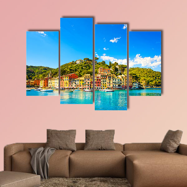 Portofino luxury landmark panorama Village and yacht in little wall art