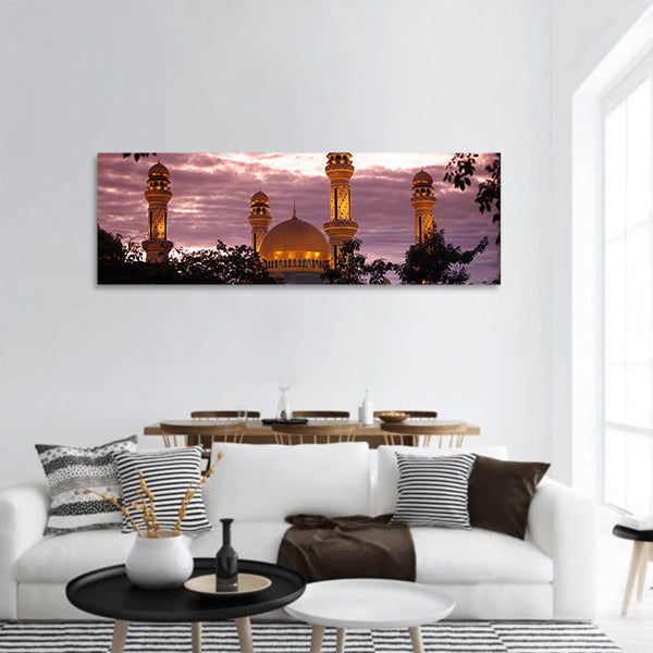 Jame Asr Hassanal Bolkiah Mosque in capital Bandar panoramic canvas wall art