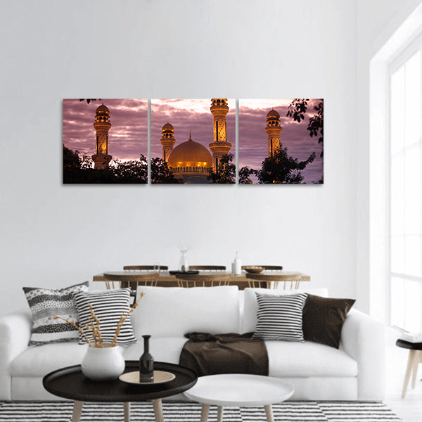 Jame Asr Hassanal Bolkiah Mosque in capital Bandar panoramic canvas wall art