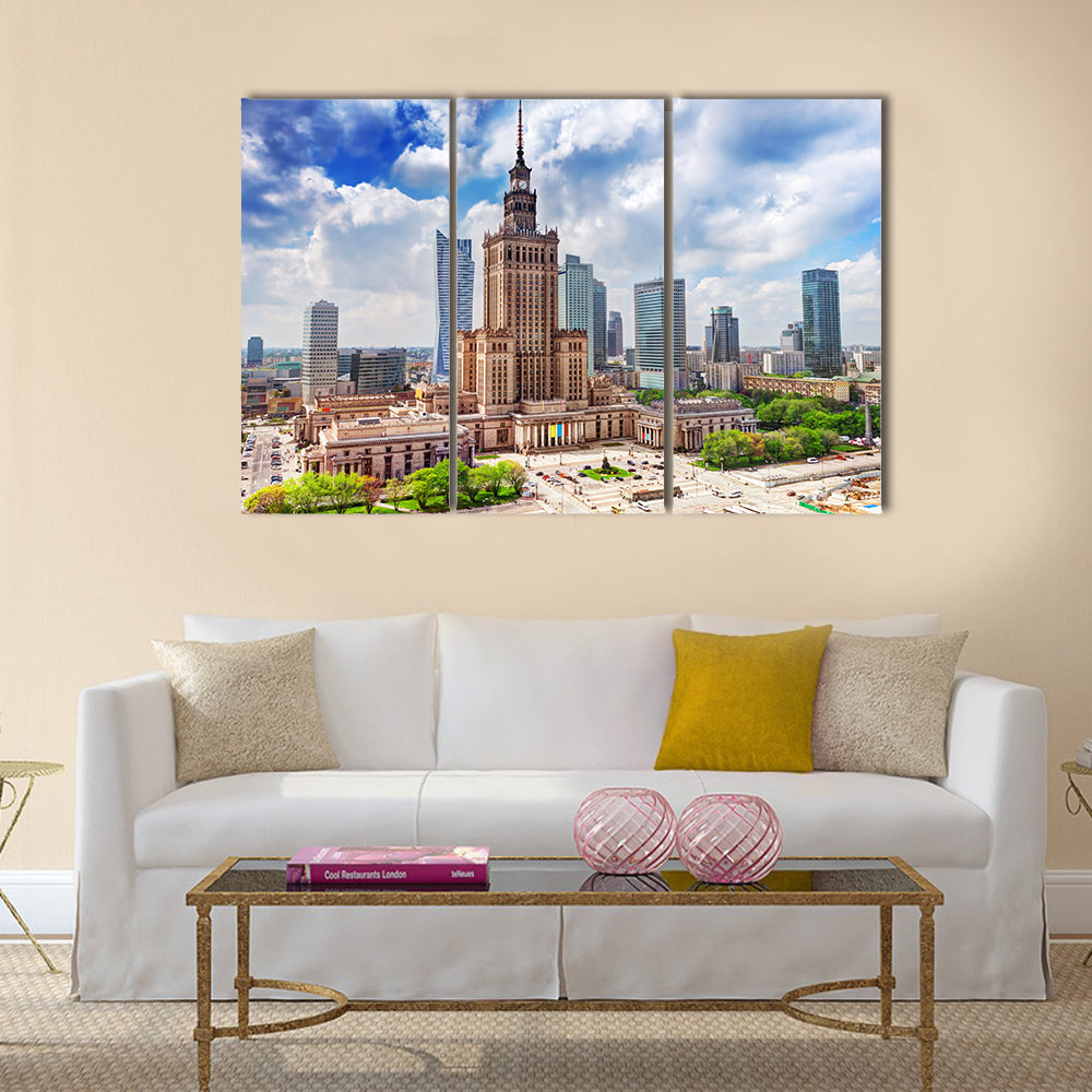 Warsaw, Poland Aerial view Multi panel canvas wall art