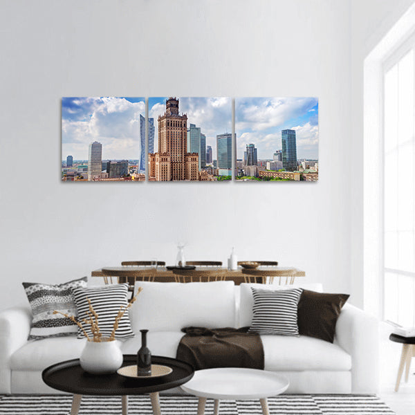 Palace of Culture Science and downtown business skyscrapers panoramic canvas wall art