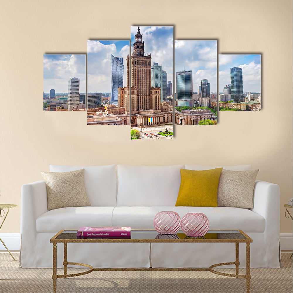 Warsaw, Poland Aerial view Multi panel canvas wall art