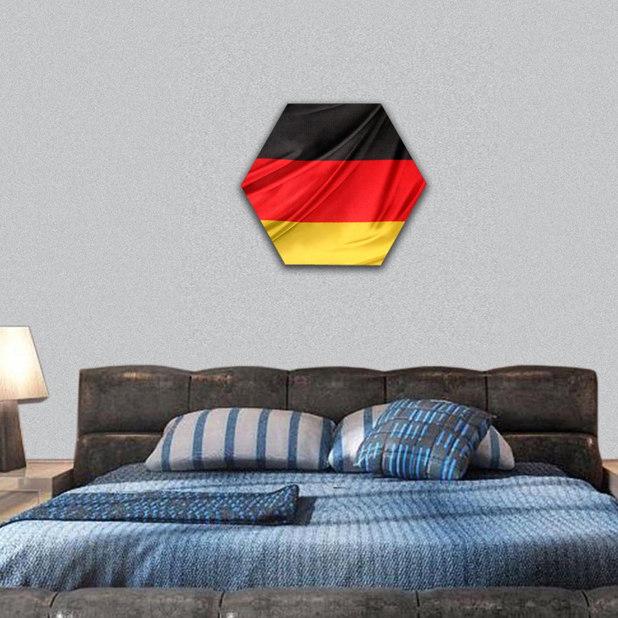 Closeup of silky German flag hexagonal canvas wall art