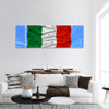 illustration of waving Italian flag on blue sky panoramic canvas wall art