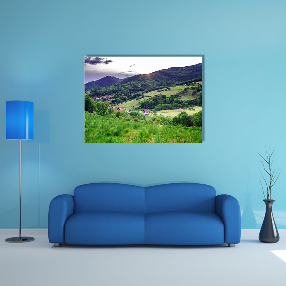 A Beautiful green hills in little village Breitenbach, Alsace, France Multi panel Canvas Wall Art