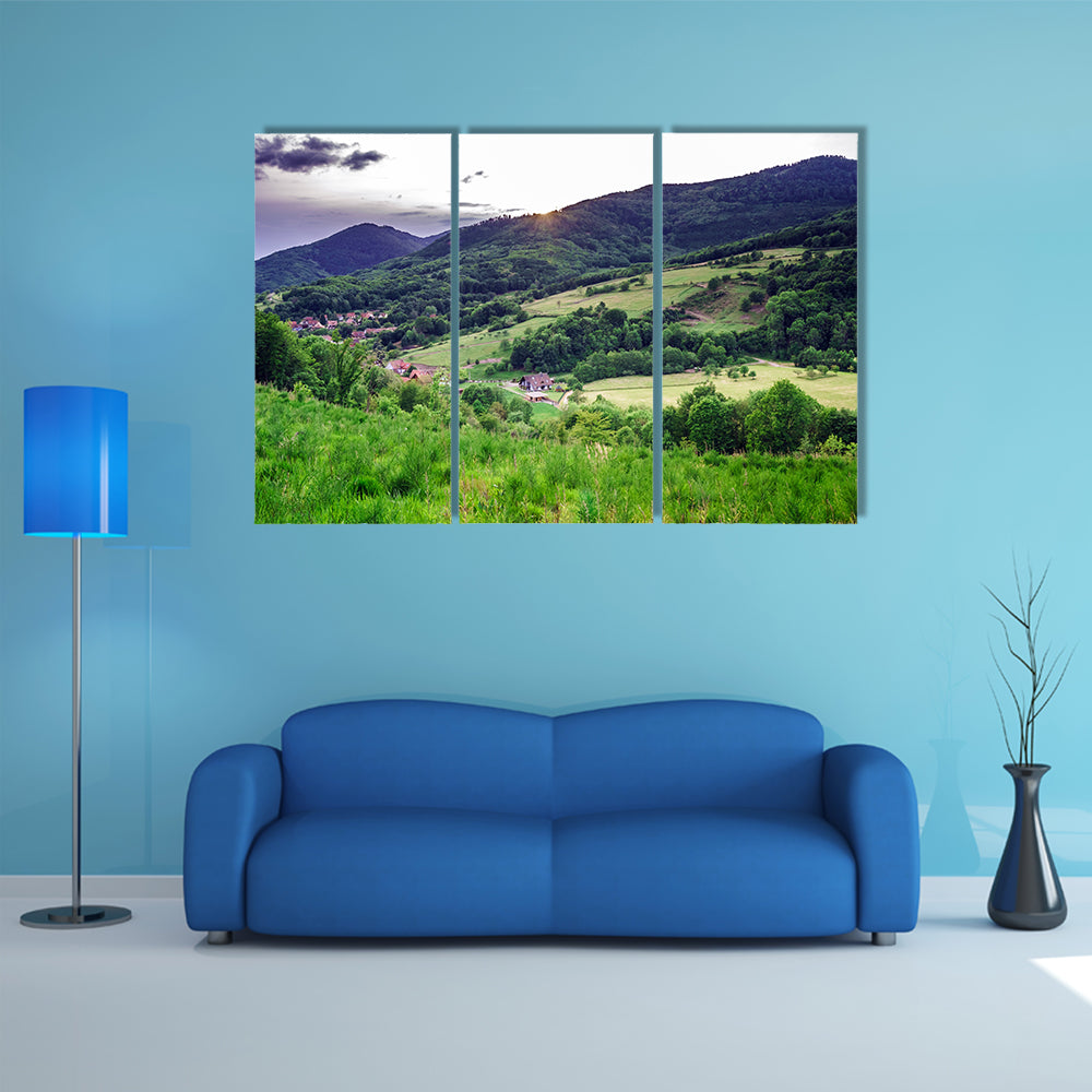 A Beautiful green hills in little village Breitenbach, Alsace, France Multi panel Canvas Wall Art