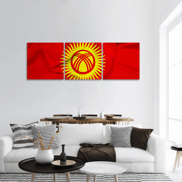 Waving Kyrgyzstan Flag panoramic canvas wall art