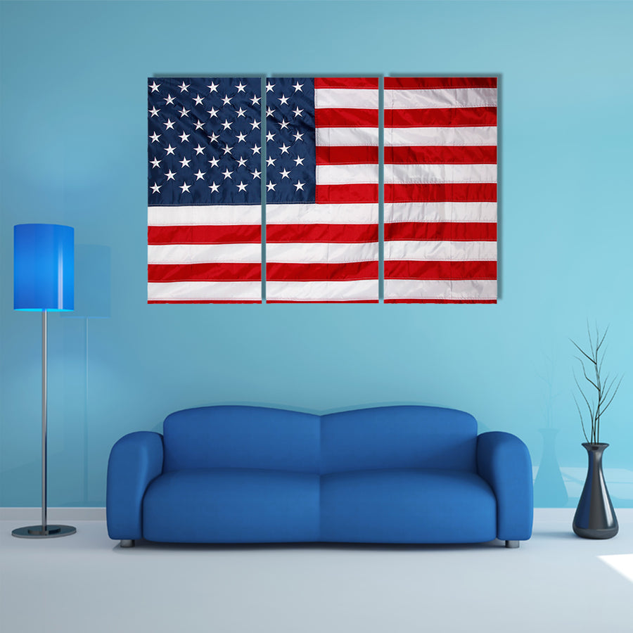 Close up of new American flag Multi panel canvas wall art