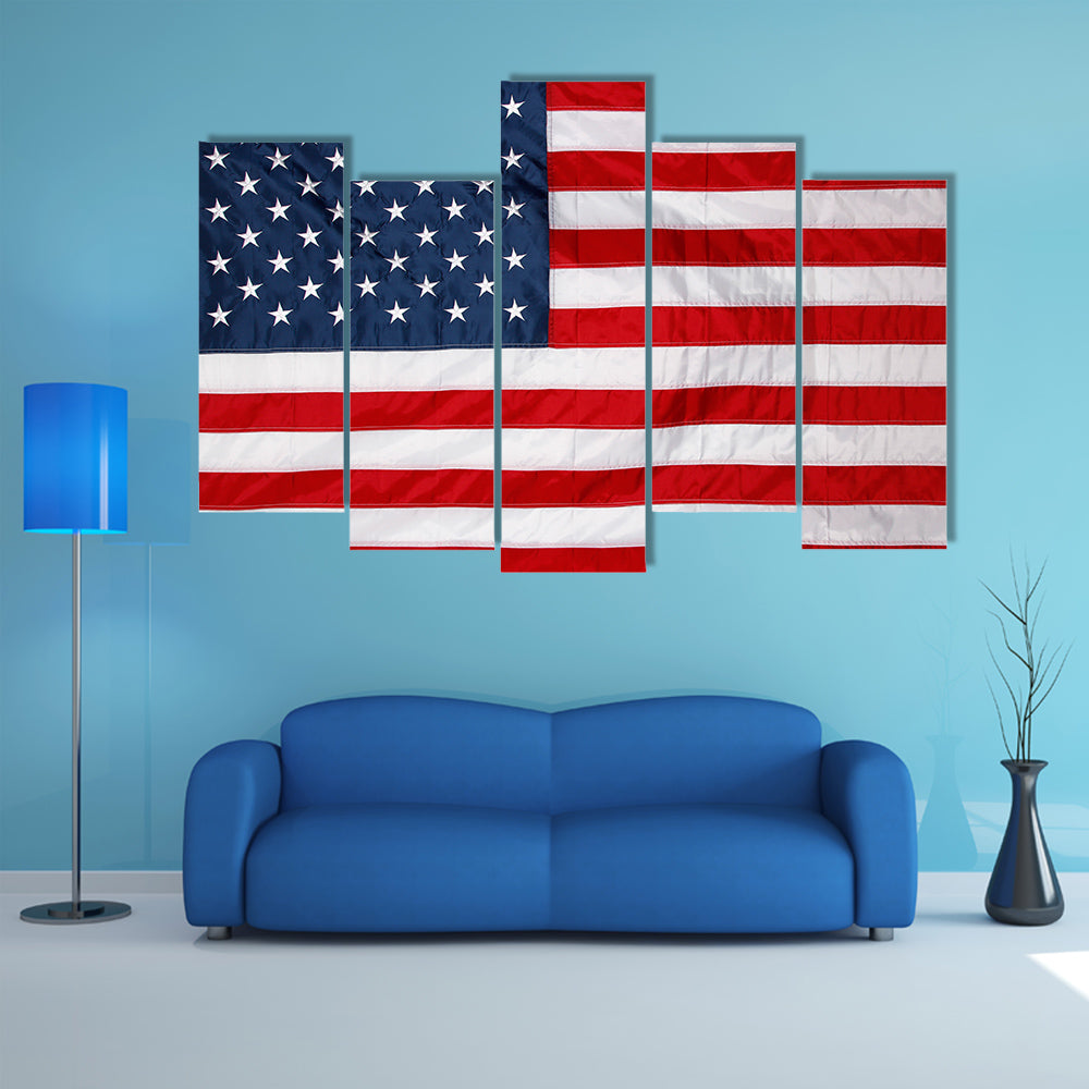 Close up of new American flag Multi panel canvas wall art