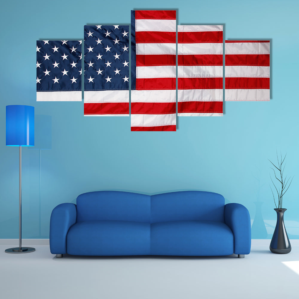 Close up of new American flag Multi panel canvas wall art