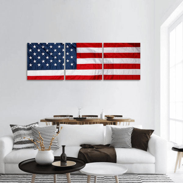 Closeup of new American flag Panoramic Canvas Wall Art