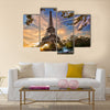 Eiffel Tower with spring tree in Paris, France Multi panel canvas wall art