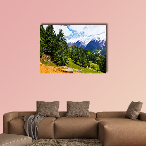 The beautiful landscape with fir-trees near Mont Blanc, multi panel canvas wall art