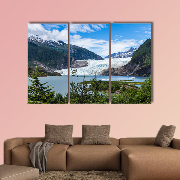 Mendenhall Glacier and Lake in Juneau, Alaska, USA in summer multi panel canvas wall art