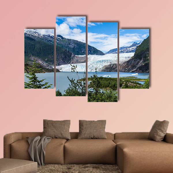 Mendenhall Glacier and Lake in Juneau, Alaska, USA in summer multi panel canvas wall art