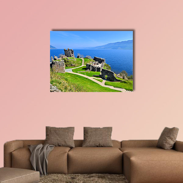 Ruins of Urquhart Castle along Loch Ness, Scotland Multi panel canvas wall art