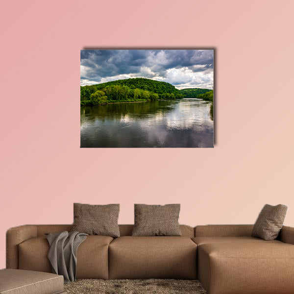 The Delaware River seen from a bridge in Belvidere, New Jersey multi panel canvas wall art