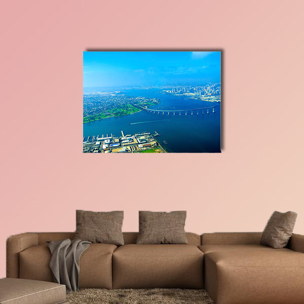 Aerial view of the Coronado island and bridge Multi panel canvas wall art