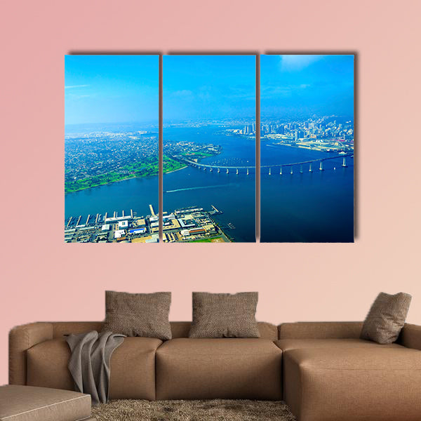 Aerial view of the Coronado island and bridge Multi panel canvas wall art